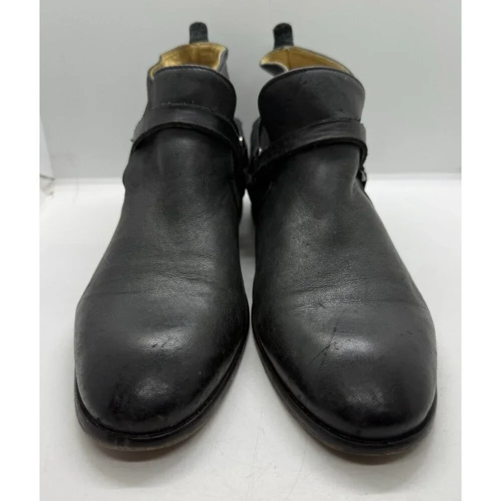 Hudson London Men’s Chelsea Ankle Boot EU 44/US 11 Black Leather Strappy Pull On